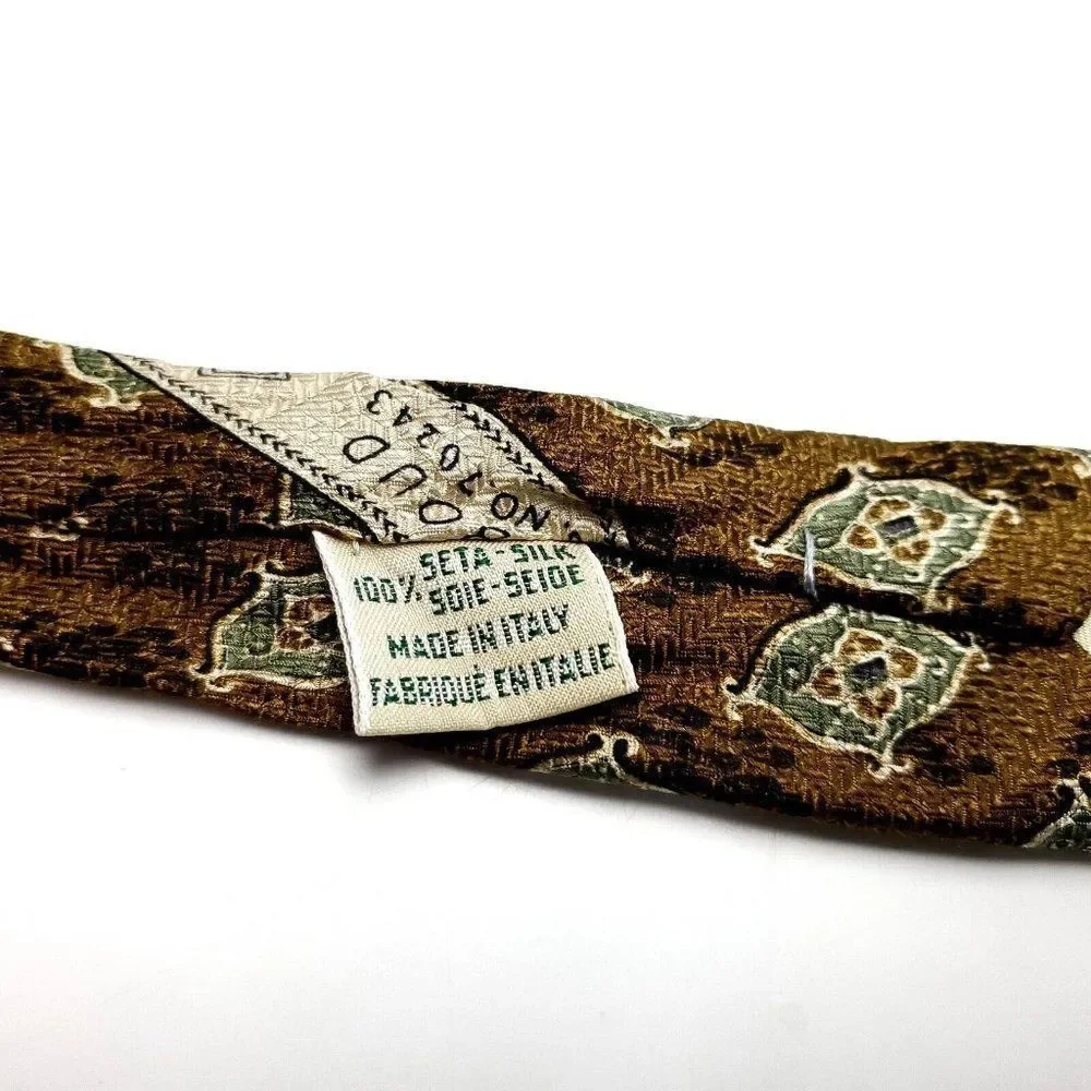 Joseph Abboud Silk Tie‎ Textured Brown Geometric